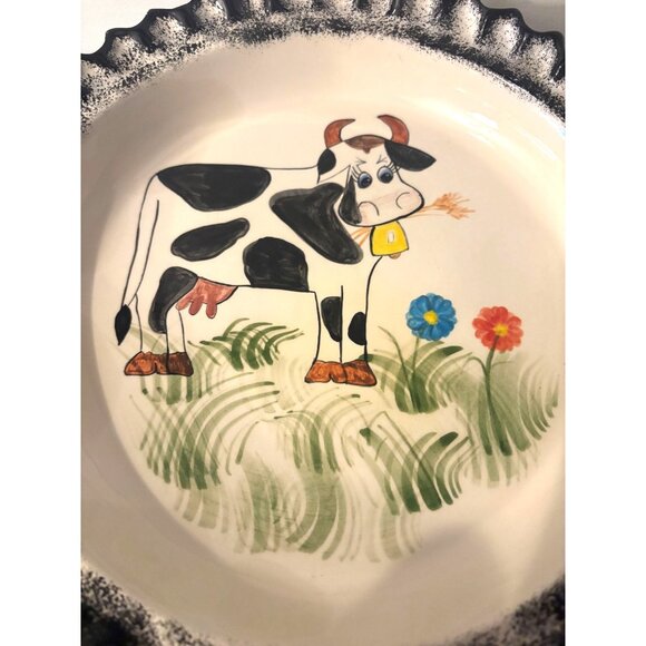 Pie or Quiche Dish 11" With Picture of a adorable Cow  # 2993 - Picture 2 of 4